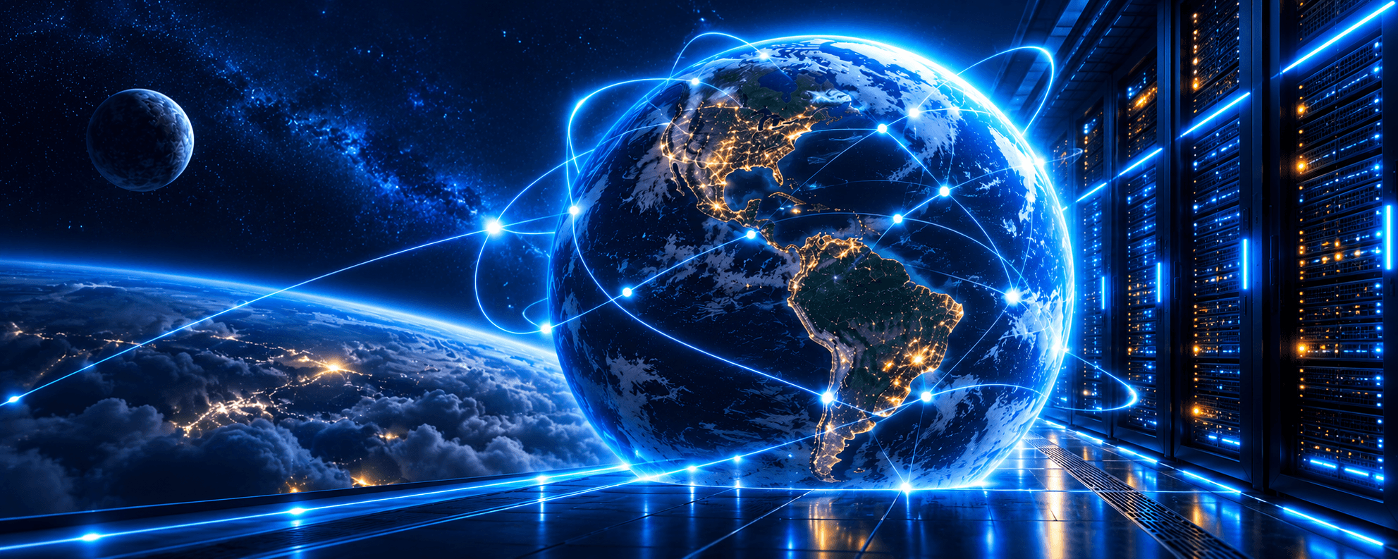 Conectividad de red de alta velocidad e integración de infraestructura de servidores cloud